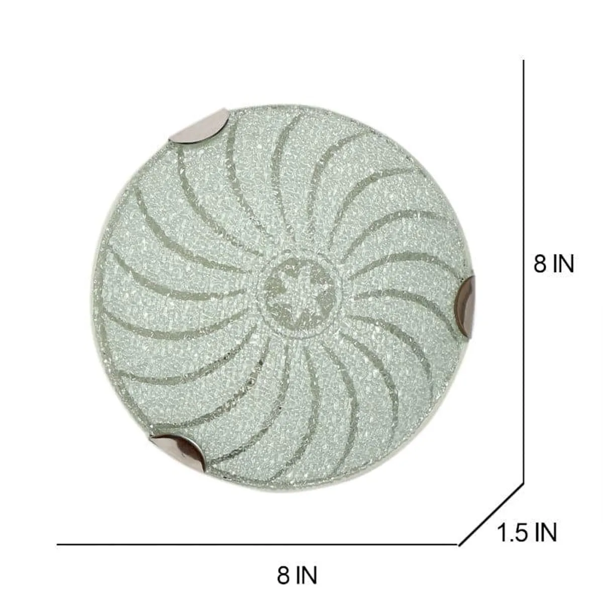 Round textured glass wall lamp with swirling pattern and silver-toned accents