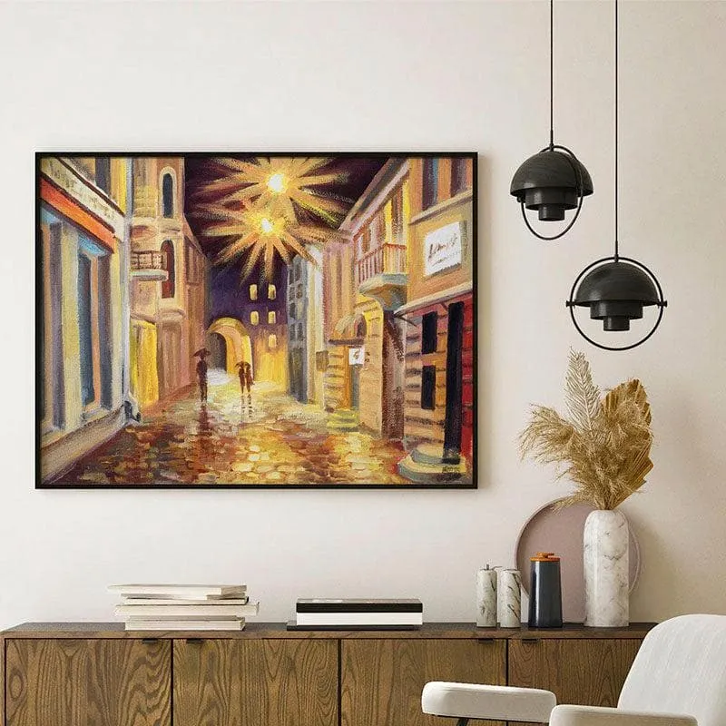 Modern Street Abstract Canvas Painting - Black Frame media 3