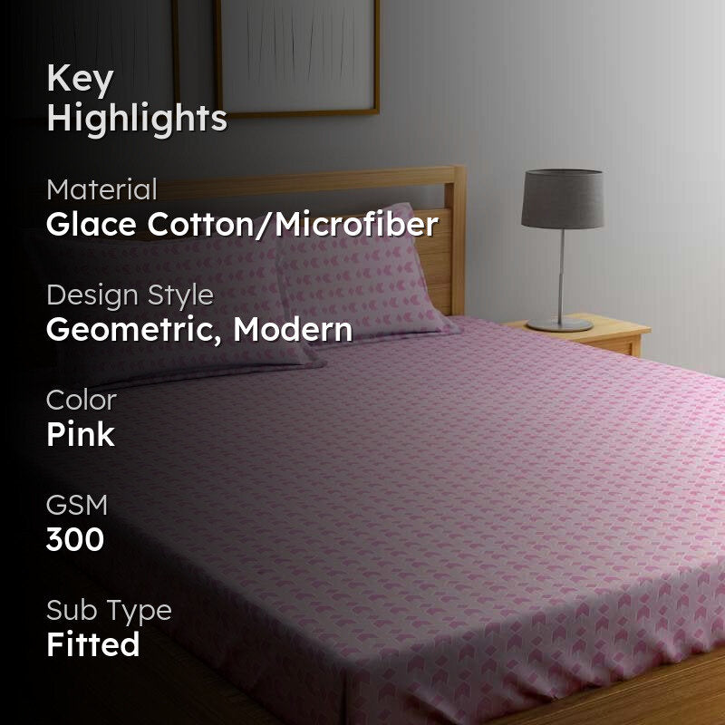 Miniature Mosaic - Pink Microfiber Bedsheet - 300 GSM media 2