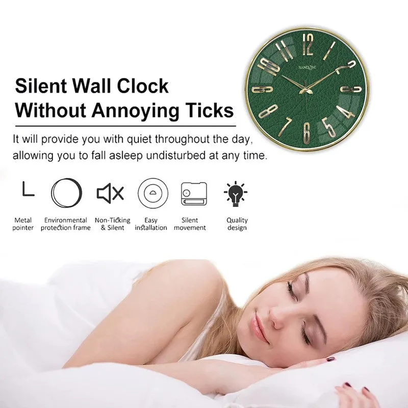 Elite Numeric Plastic Wall Clock - Green & Gold media 6