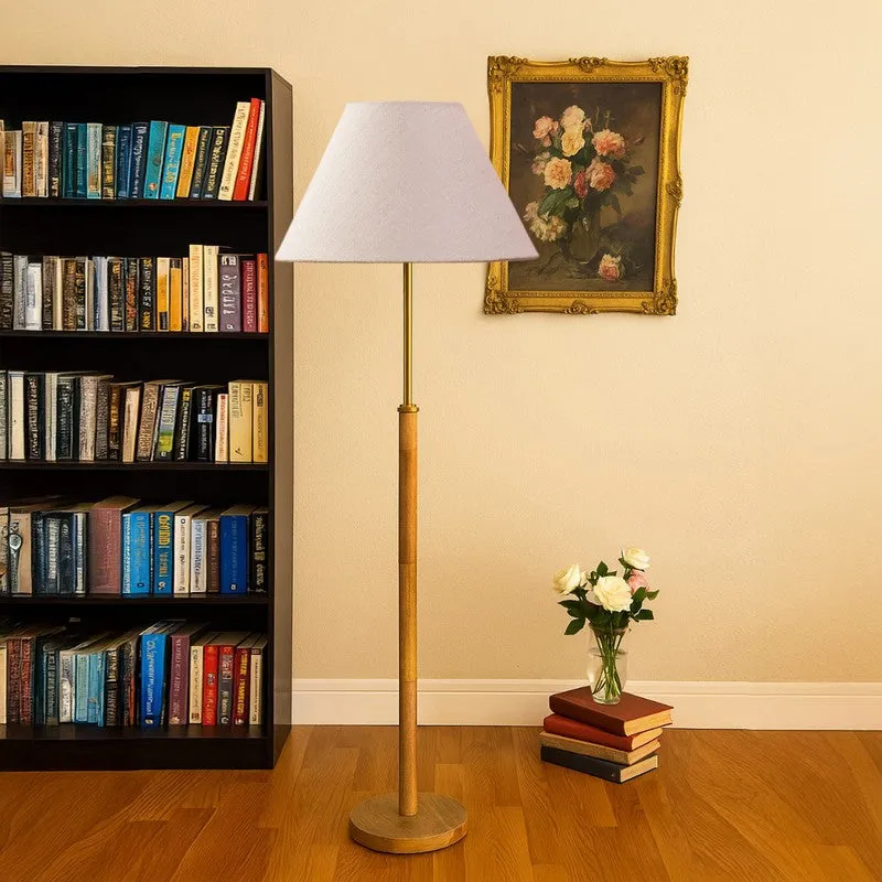 Earth Tone Wooden Floor Lamp - Beige media 3