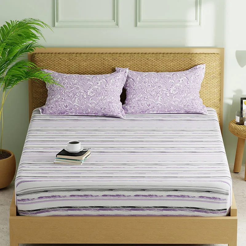 Pike Abstract Microfiber Bedsheet (Lavender) - 120 GSM media 4
