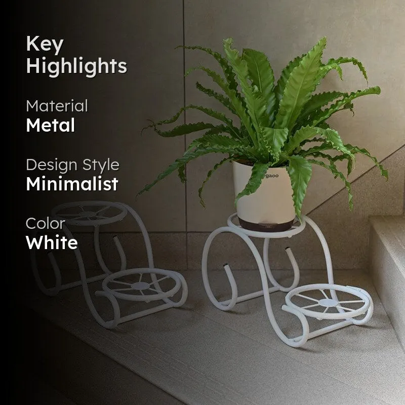 Sylva Sway Two Tier Metal Plant Stand (White) - Set Of Two - 2