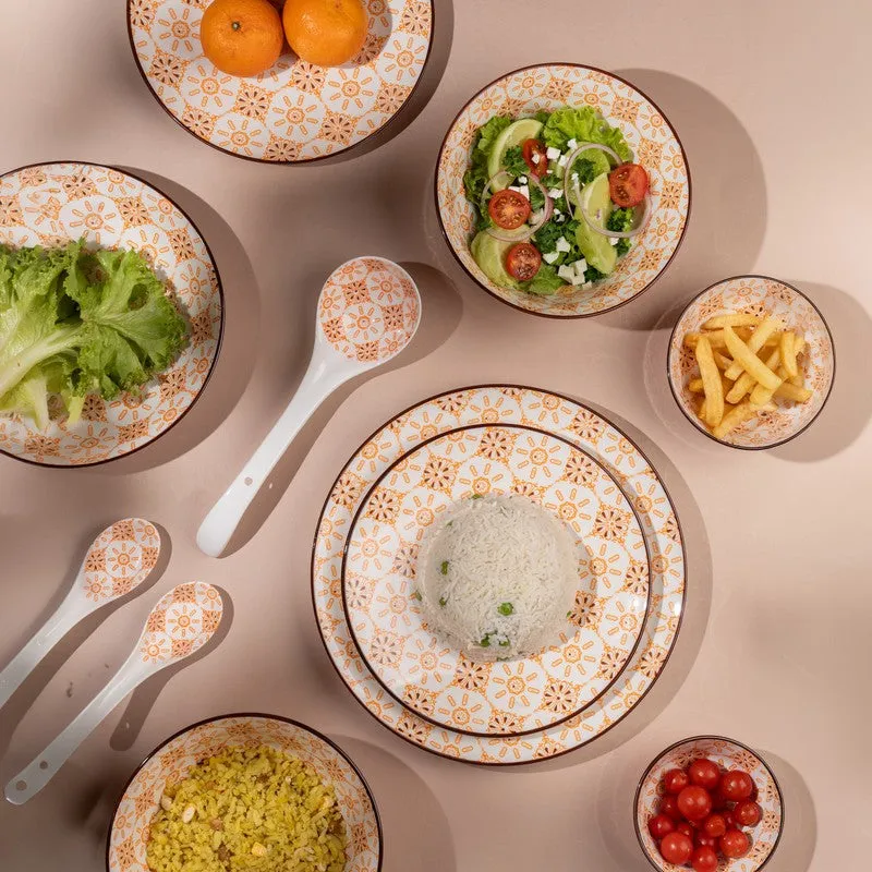 FeastTrail Porcelain Dinner Set (Orange) - 35 Piece Set media 4