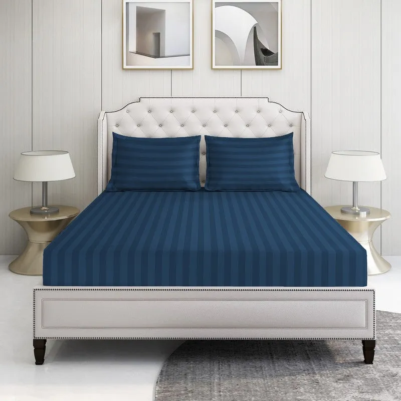 PureLine Cotton Bedsheet (Navy Blue) - 600 TC media 3