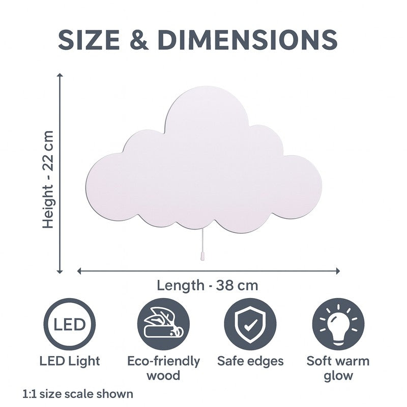 Snuggle Cloud Battery Operated MDF Wall Lamp - White media 13