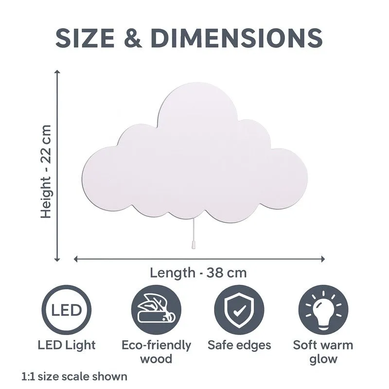 Snuggle Cloud Battery Operated MDF Wall Lamp - White media 13
