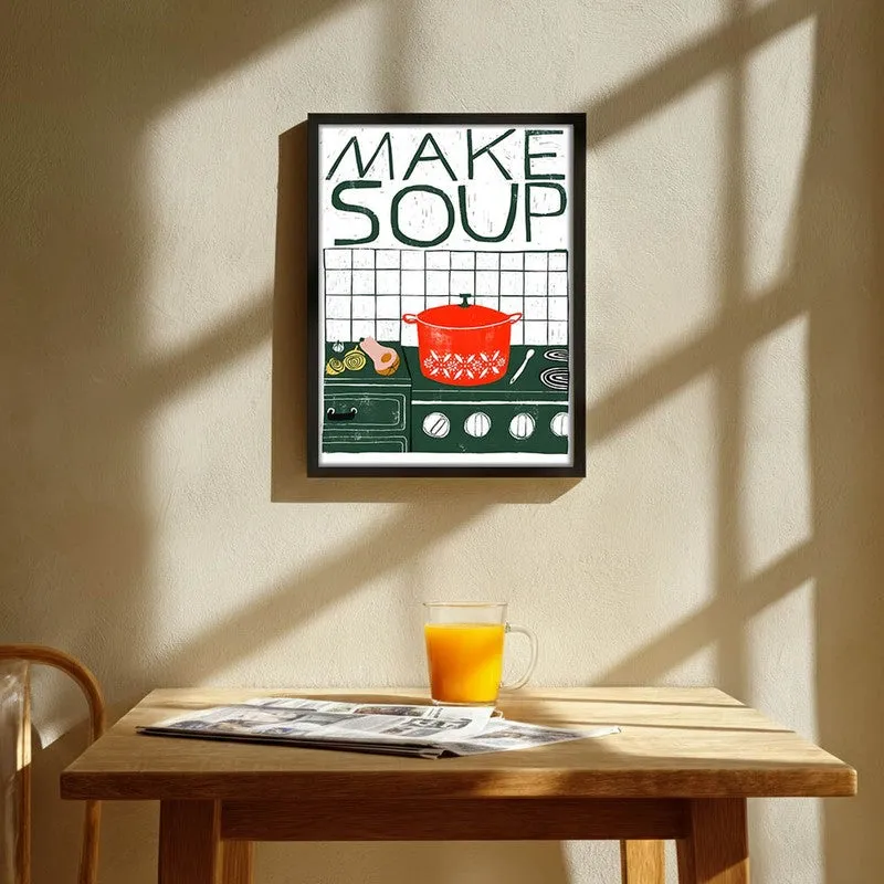 Make Soup Archival Canvas Wall Art - Black media 1