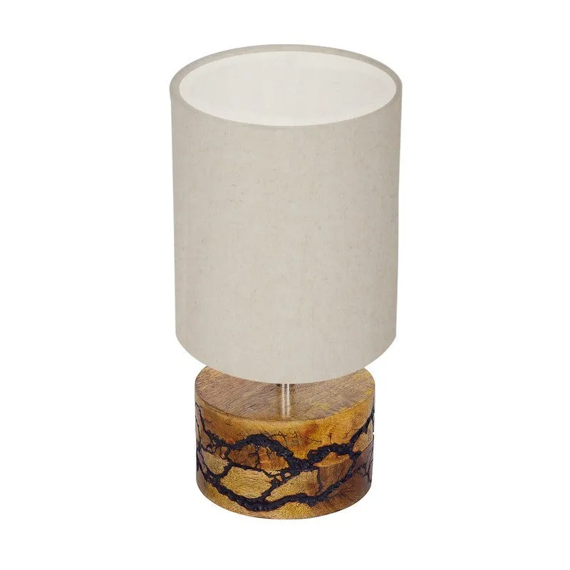 WhiteAura Minimal Bedside Wooden Table Lamp - Beige,Brown media 4