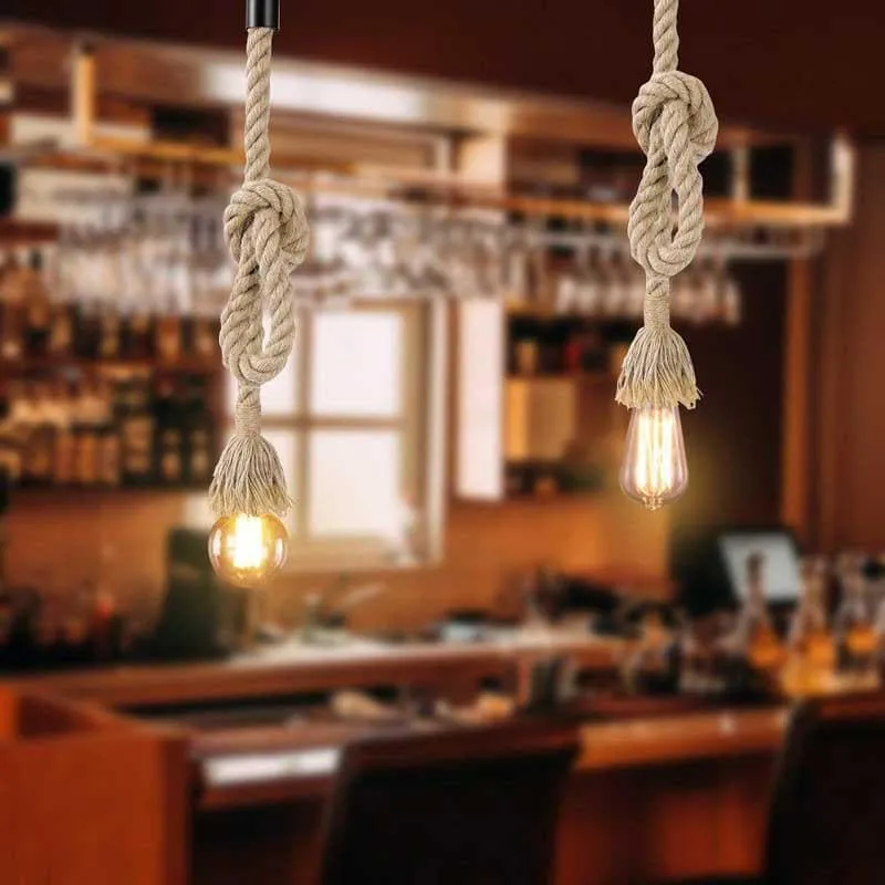 Knotty Rope Jute Ceiling Lamp - Set Of Two media 1