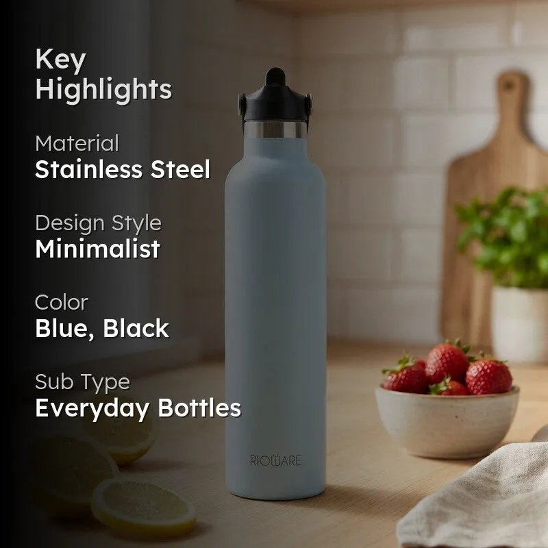 Rioware Flowra Water Bottle (Light Blue & Black) - 1000 ML media 2