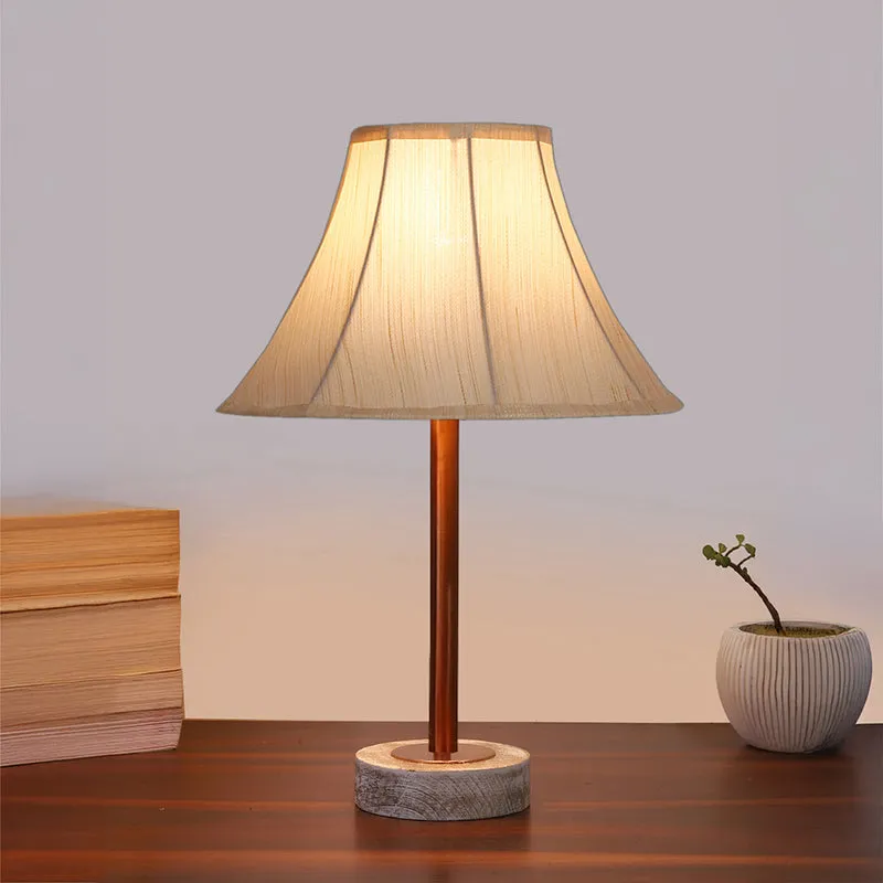 Ceylon Arc Rodin Wooden Table Lamp - OffWhite,Copper,White media 2