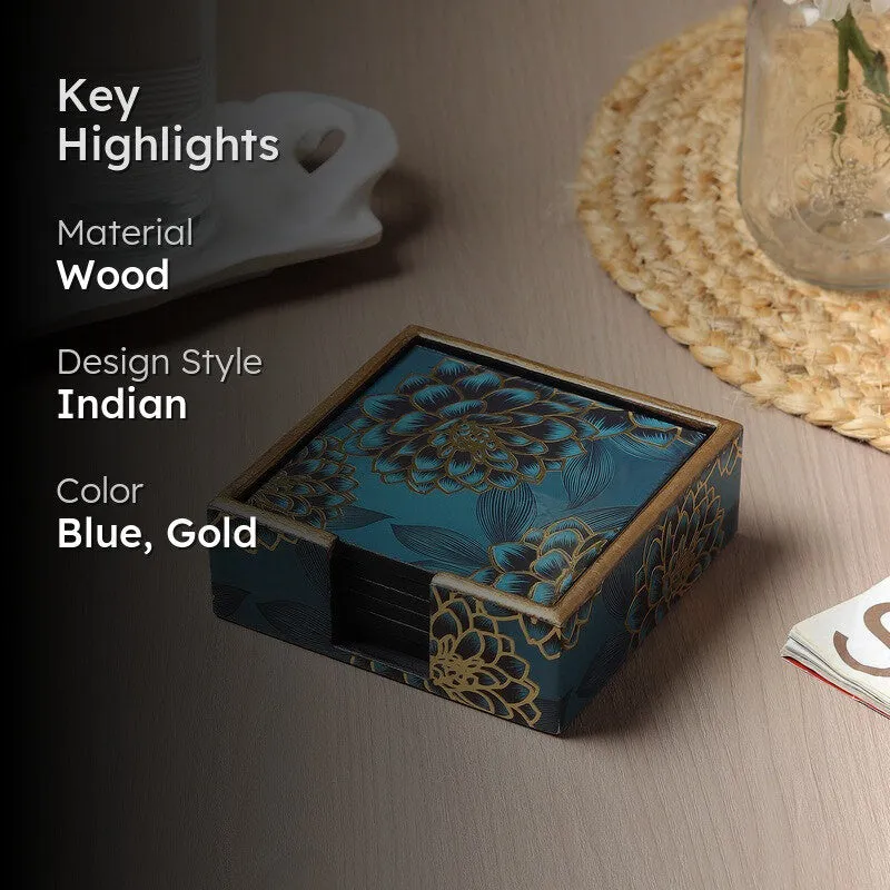 Deshira Wooden Coaster with Stand - Seven Piece Set media 2