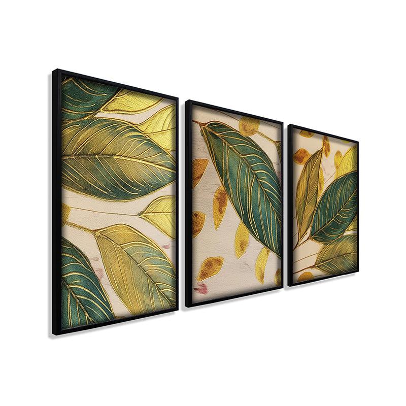 Amber Veins & Leaves Wall Art With Frame - Set Of Three media 5