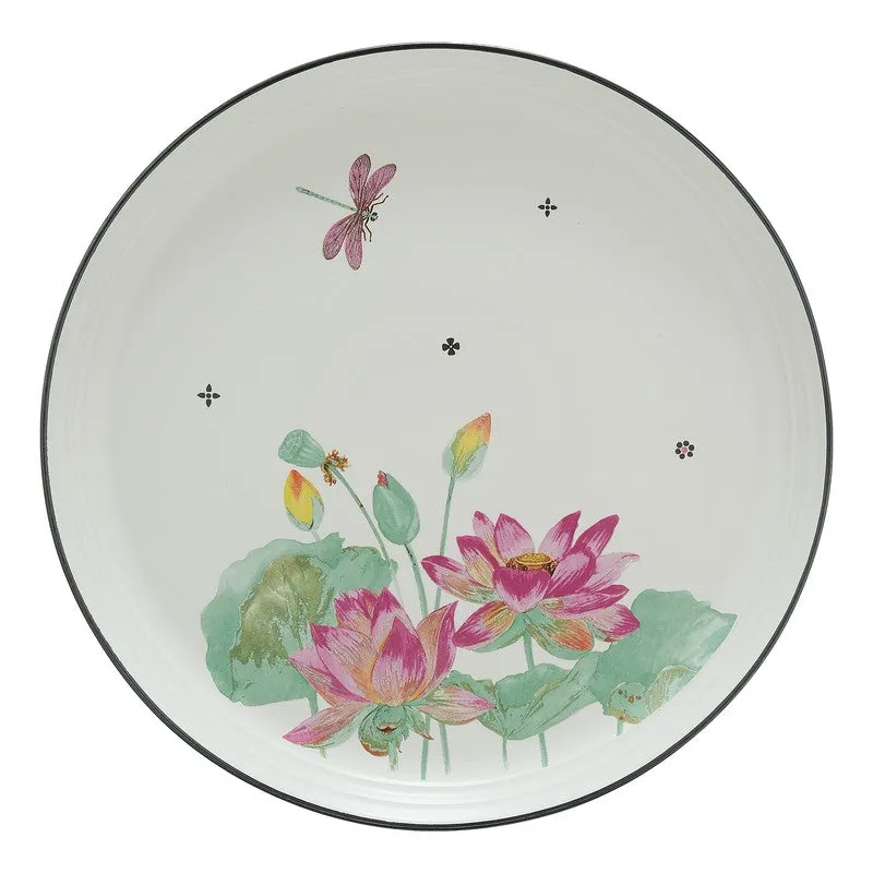 Dragonfly Bloom 4 Quarter Paltes with 1 Dinner Plate - Five Piece Set media 6