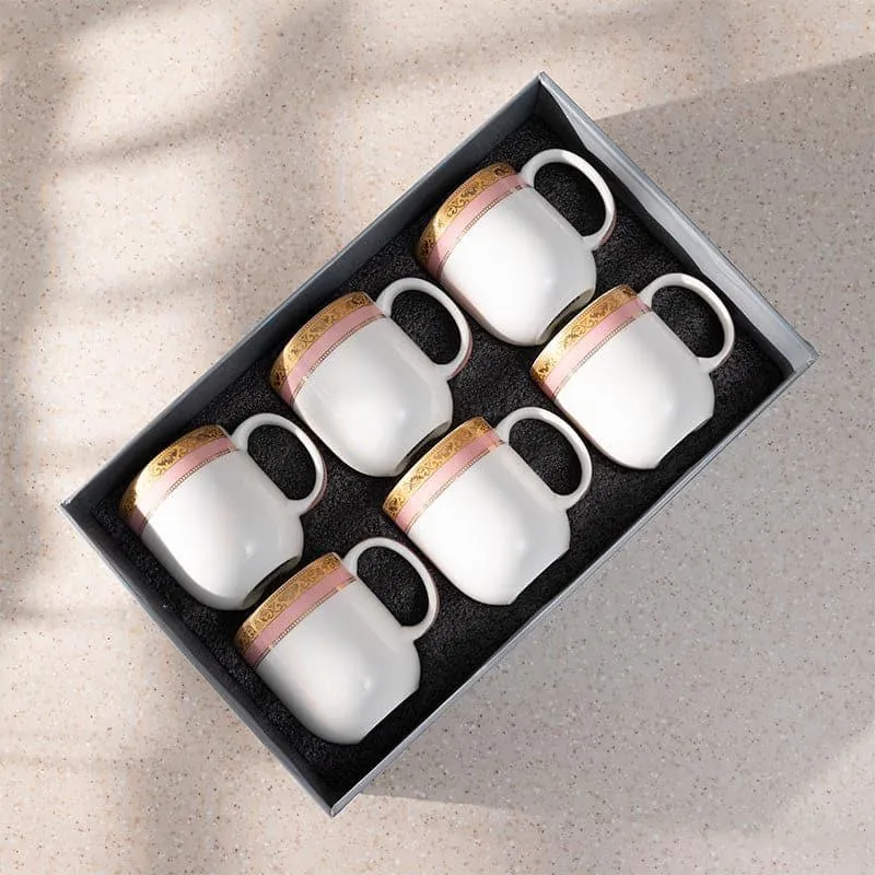 Rigva Porcelain Tea Cup (260 mL Each/Pink) - Set of Six media 6