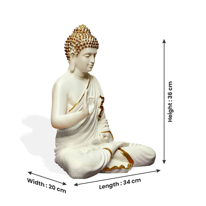 Buddha Charitha Showpiece - White & Gold media 7