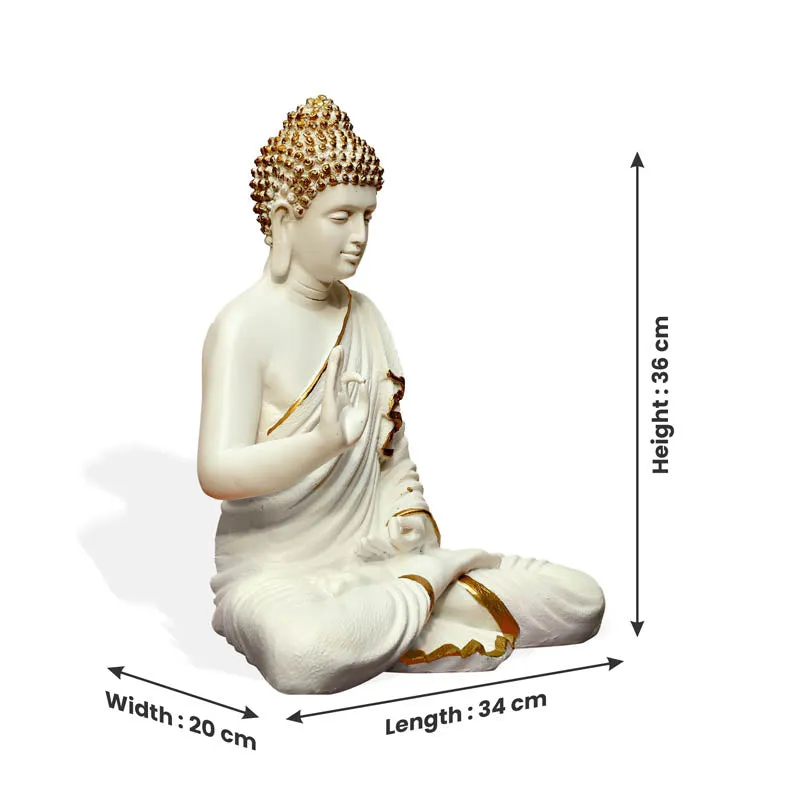Buddha Charitha Showpiece - White & Gold media 7