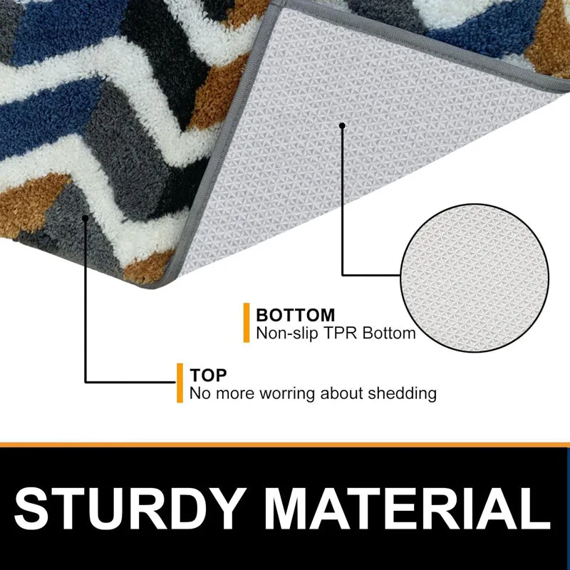 Chevra Wave Microfiber Bath Mat - Blue & Yellow media 6