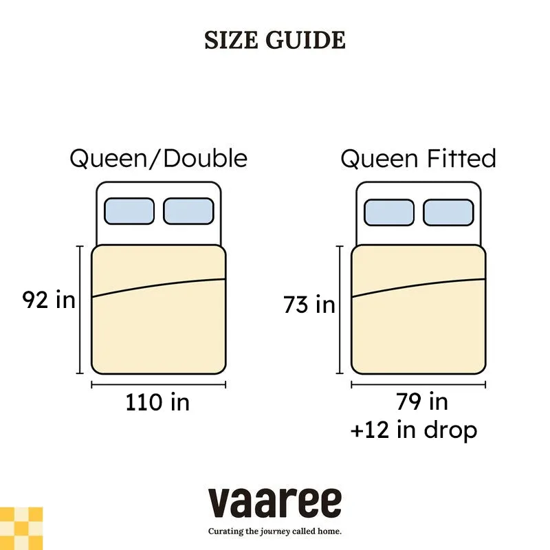 Size guide graphic for Queen/Double and Queen Fitted variants