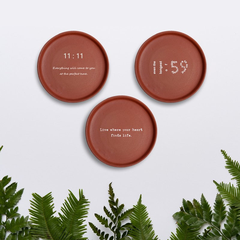 Live in Present Terracotta Wall Plate - Set Of Three