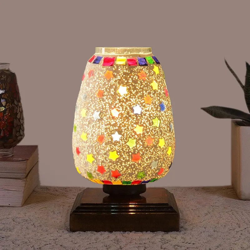 Novira Glass Table Lamp With Wooden Base - Multicolor media 3