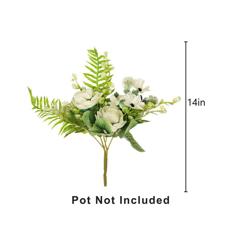 Rossity Faux Plastic Artificial Rose Bouquet (White & Green) - Set Of Three media 5