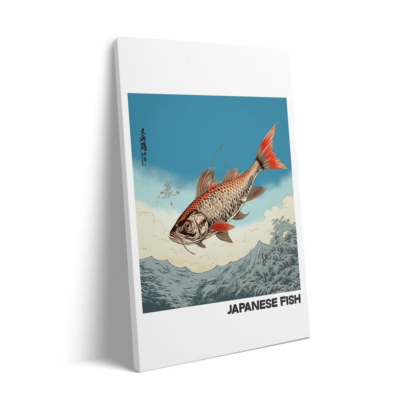 Japanese Fish Archival Canvas Wall Art - Black Frame media 7