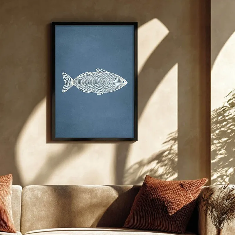 Minimal Fish Artwork Canvas Wall Painting With Black Frame media 4
