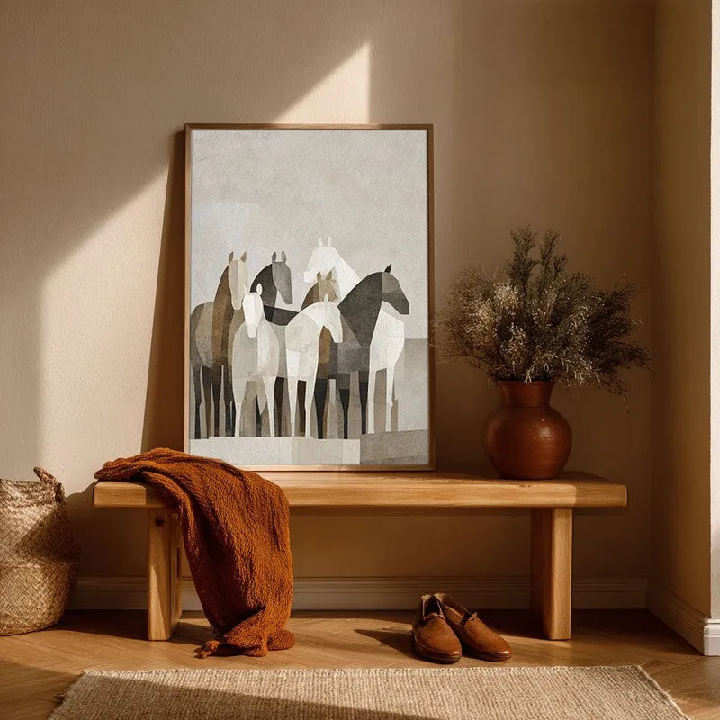 Drifting Horse Wall Painting With Brown Frame media 6