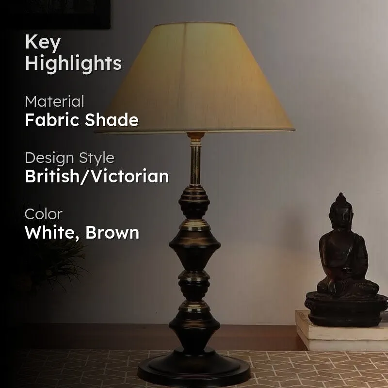 Kentiko Fabric Table Lamp - White,Brown media 2