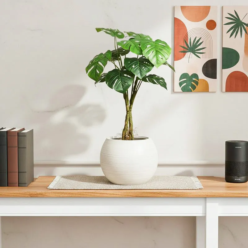 Monever Artificial Monstera With Black Plastic Pot - 3 Feet media 1
