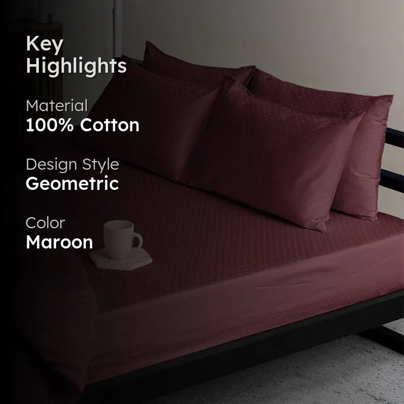 Swiss Dot Cotton Pillow Cover (Merlot,500TC) - Set Of Two media 2