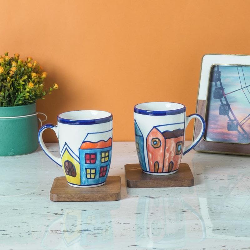 Snow Ceramic Coffee Mug (300 mL Each) - Set of Two