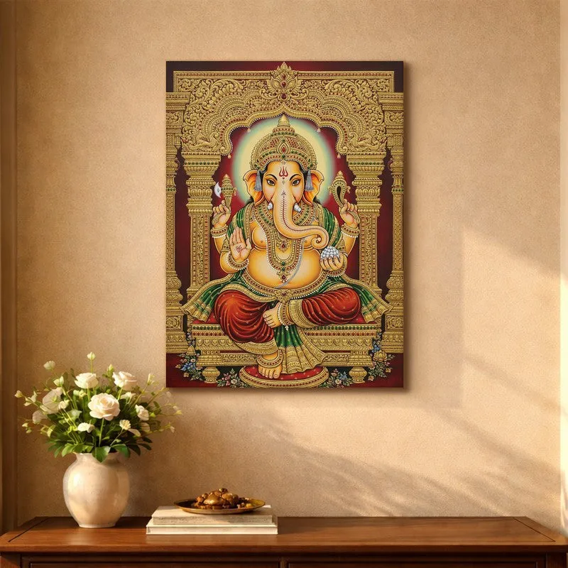 Ganesha Blessing Canvas Wall Art & Paintings media 5