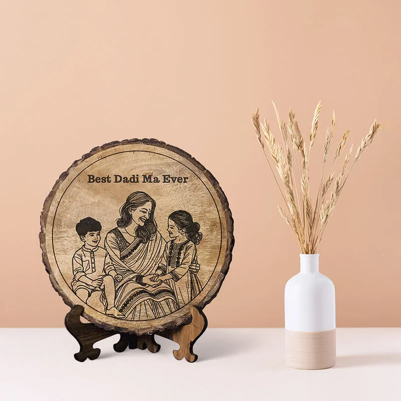 Best Dadi Ma Ever Wood Showpiece - Round media 1