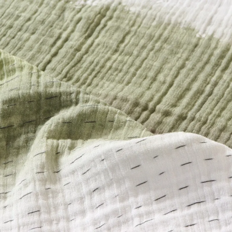 Rang Mahal Cotton Bath Towels - White, Green media 4