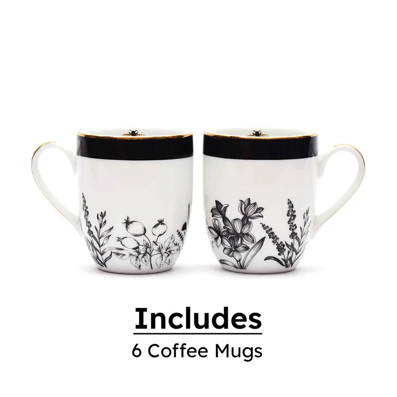 Gilded Bee Coupe 24k Gold Brushed Porcelain Coffee Mug (280 mL Each) - Set Of Six media 5