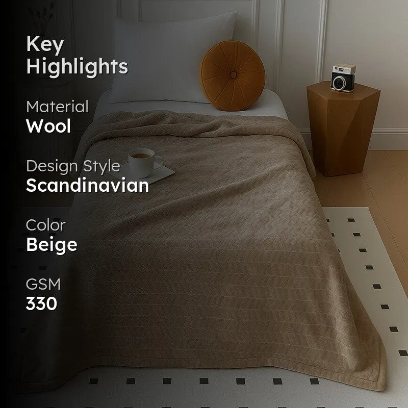 Solida Wool Blankets (Beige) - 330 GSM media 2