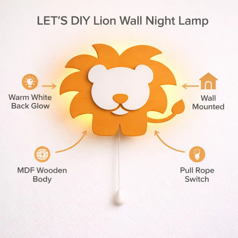 Silenor Lion Battery Operated MDF Wall Lamp - Orange media 6