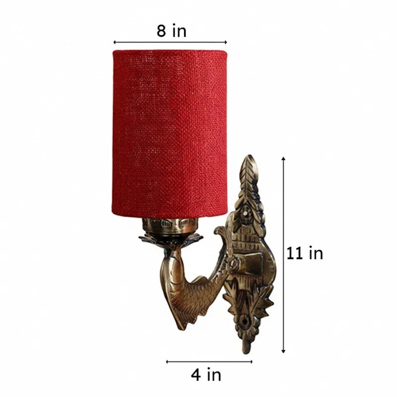 Ziada Stiva Cylindrical Fabric & Metal Wall Lamp - Maroon media 6