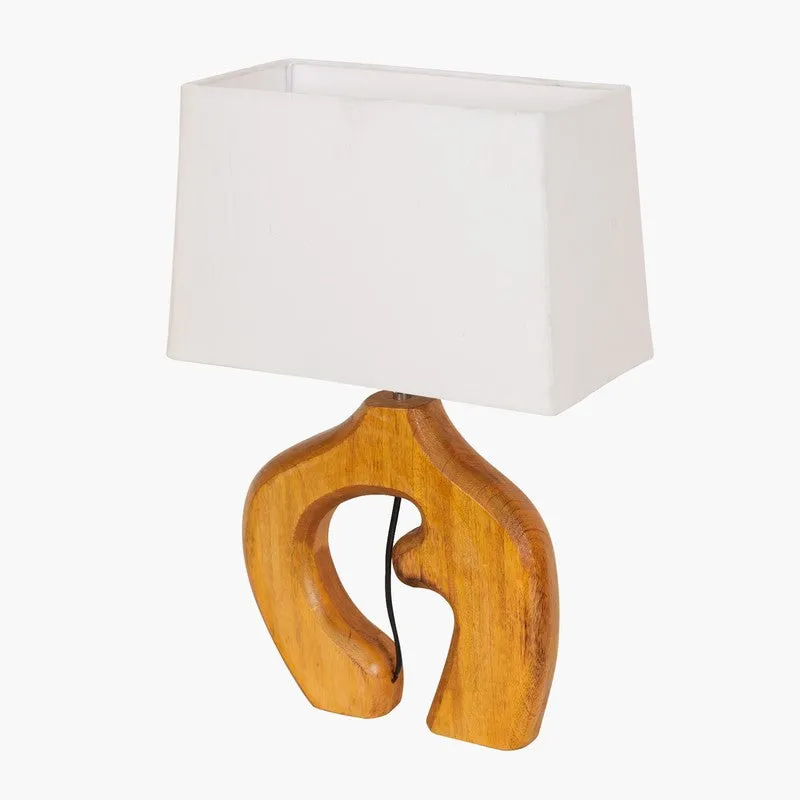 Natura Curve Wooden Fabric Table Lamp - White,Brown media 4