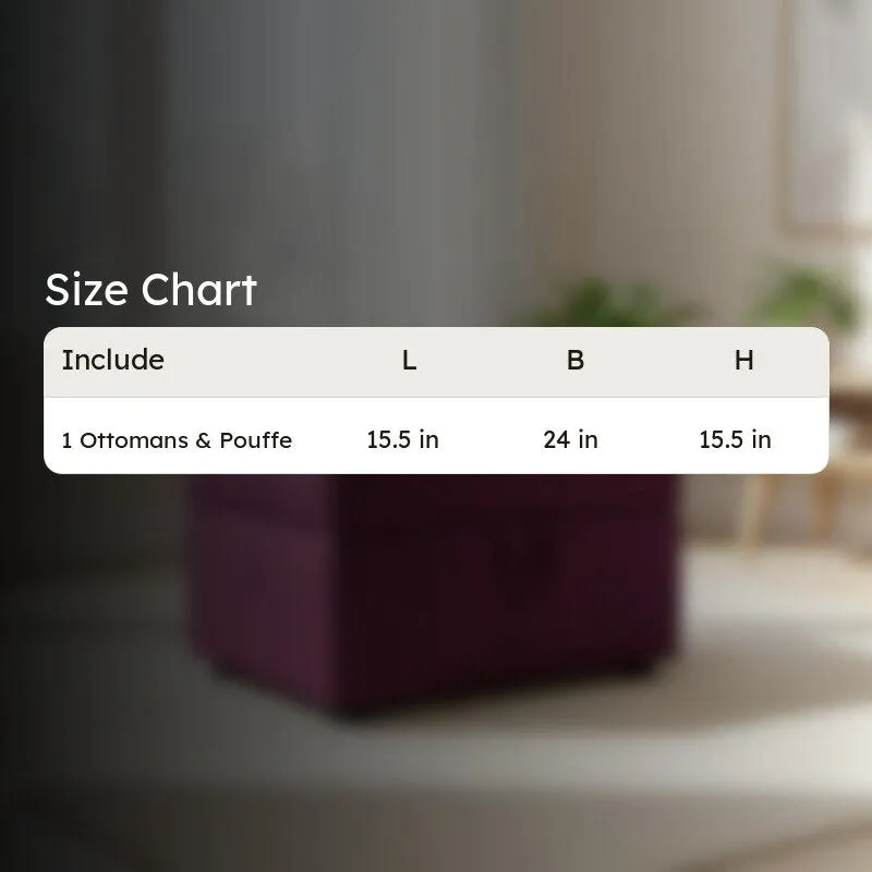 Size chart image for the purple ottoman