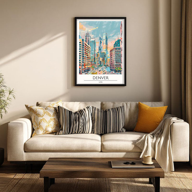 Vintage Denver Framed Canvas Wall Painting