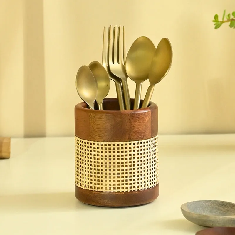 Kutora Wooden Cutlery Stand media 1