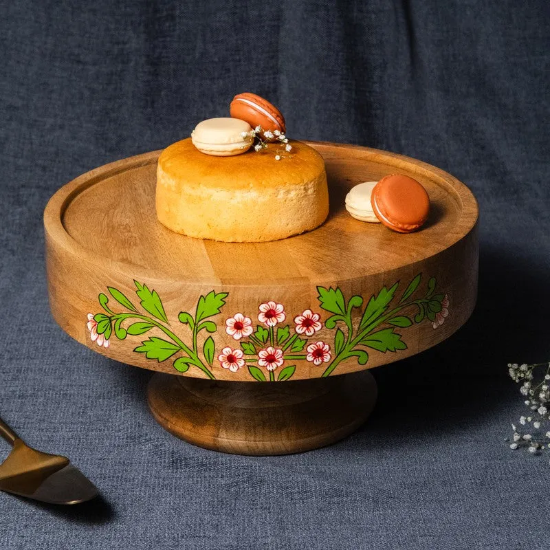 Bloom Delight Floral Wooden Cake Stand media 3