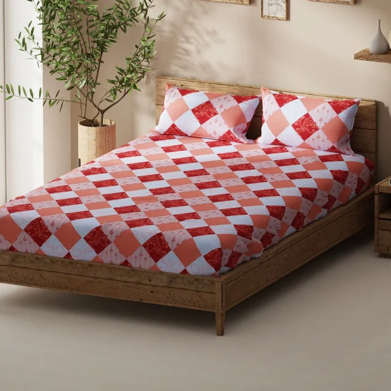 Bralin Bedsheet (Red,Orange) - 115 GSM media 1