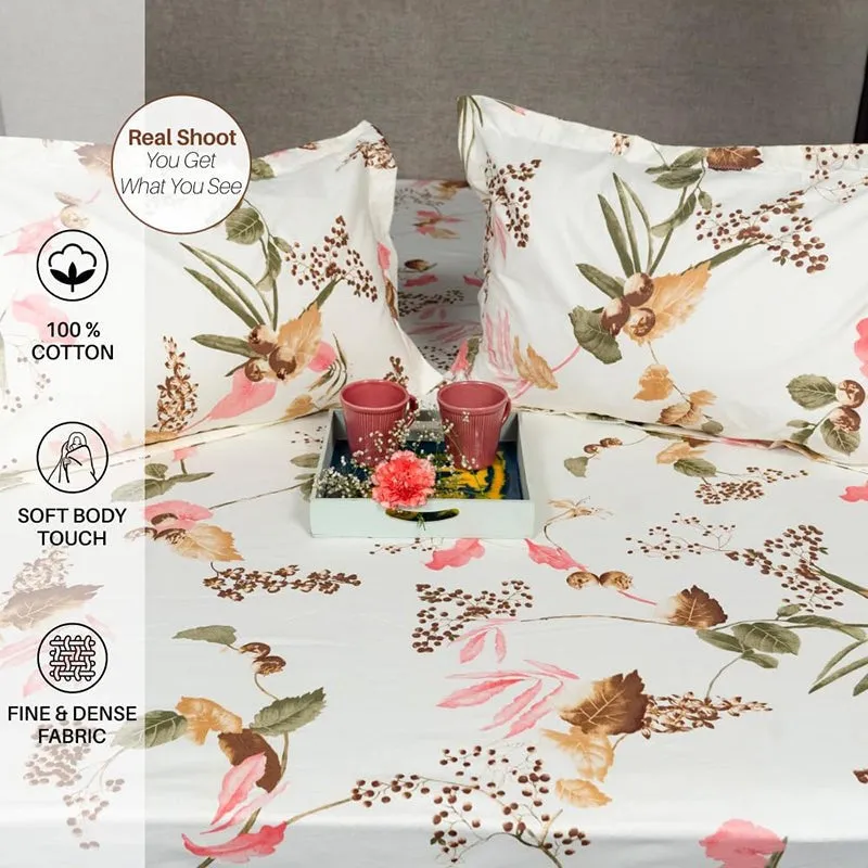 Urban Space Cherry Blossom-Peach Cotton Bedsheet - 200 TC media 7