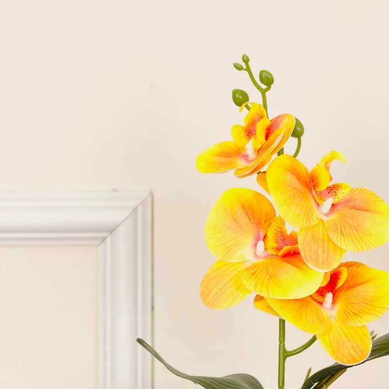 Artificial Orchid Flower Plant With Fiber Pot (Yellow) - 1 Feet media 5