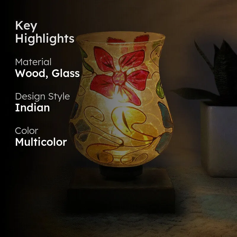 Glasmora Mosaic Glass Table Lamp With Wooden Base - Multicolor media 2